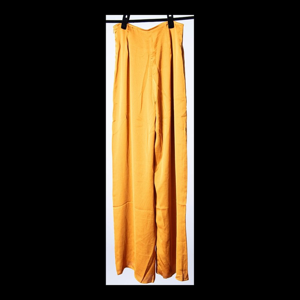 Lost+Wander Womens Dawn Mustard Lace Up Pleated Wide-Leg Pants Size S NWT - Picture 4 of 4